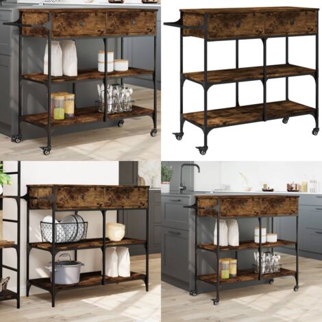 Carrito de cocina madera ingeniería roble ahumado 105x42x95 cm - Cocina - Almacenamiento