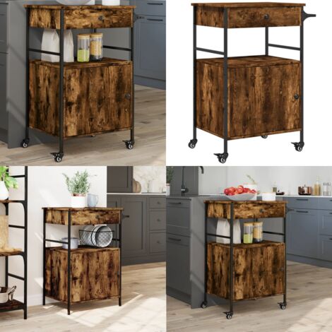 Carrito de cocina madera ingeniería roble ahumado 56x43x89,5 cm - Cocina - Almacenamiento