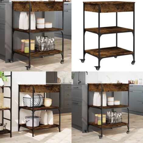 Carrito de cocina madera ingeniería roble ahumado 60x48x89,5 cm - Cocina organizada - Almacenamiento de cocina
