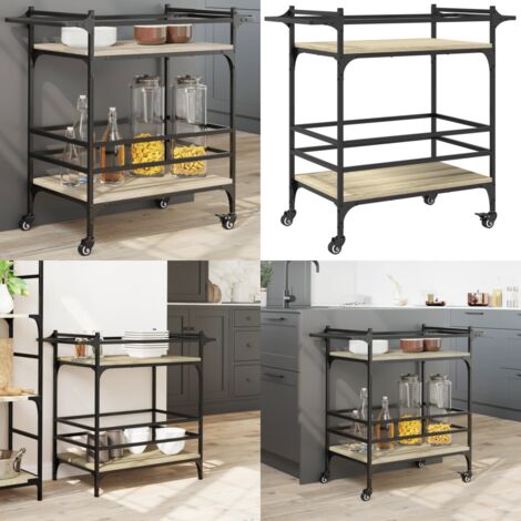 Carrito de cocina madera ingeniería roble Sonoma 82x40x78,5 cm - Cocina organizada - Almacenamiento de alimentos