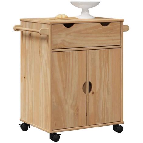 Carrito de cocina  madera maciza de pino 59x45x80 cm
