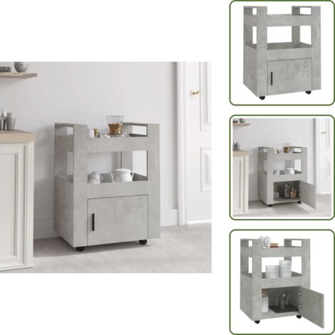 Carrito de cocina madera - vidaXL Carrito de cocina madera contrachapada gris hormigón 60x45x80cm - Carrito de cocina gris hormigón