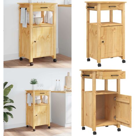 Carrito de cocina MONZA madera maciza de pino 48x40x88,5 cm - Cocina organizada - Almacenamiento de cocina