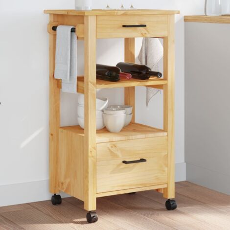 Carrito de cocina MONZA madera maciza de pino 48x40x88,5 cm vidaXL