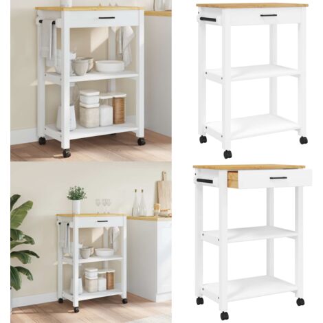 Carrito de cocina MONZA madera maciza de pino 60x40x88,5 cm - Cocina organizada - Almacenamiento de cocina