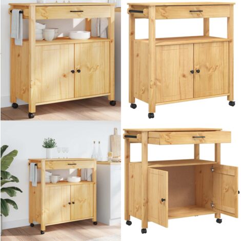 Carrito de cocina MONZA madera maciza de pino 84x40x88,5 cm - Cocina organizada - Almacenamiento de cocina