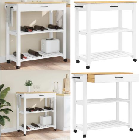 Carrito de cocina MONZA madera maciza de pino 84x40x88,5 cm - Cocina organizada - Almacenamiento de cocina