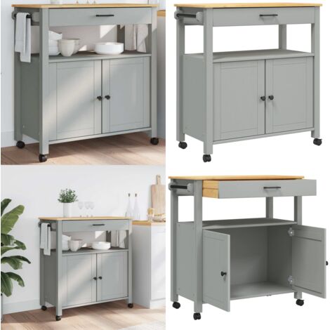 Carrito de cocina MONZA madera maciza de pino 84x40x88,5 cm - Cocina organizada - Almacenamiento de cocina