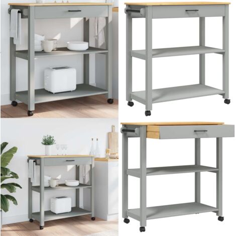 Carrito de cocina MONZA madera maciza de pino 84x40x88,5 cm - Cocina organizada - Almacenamiento de cocina