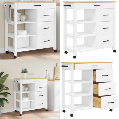 Carrito de cocina MONZA madera maciza de pino 84x40x88,5 cm - Cocina organizada - Almacenamiento de cocina