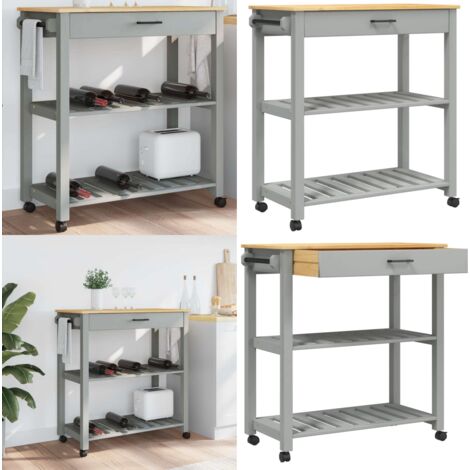 Carrito de cocina MONZA madera maciza de pino 84x40x88,5 cm - Cocina organizada - Almacenamiento de cocina