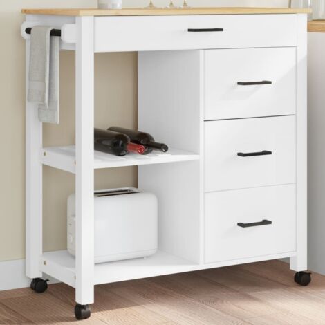 Carrito de cocina MONZA madera maciza de pino 84x40x88,5 cm vidaXL