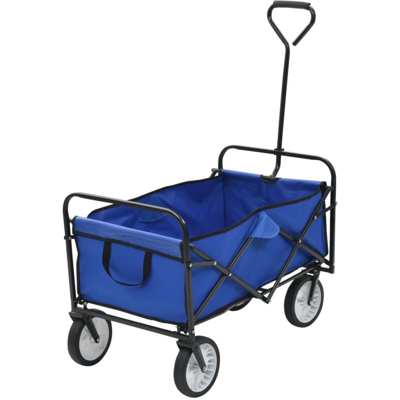 

vidaXL Carrito de mano plegable de acero color azul - Azul