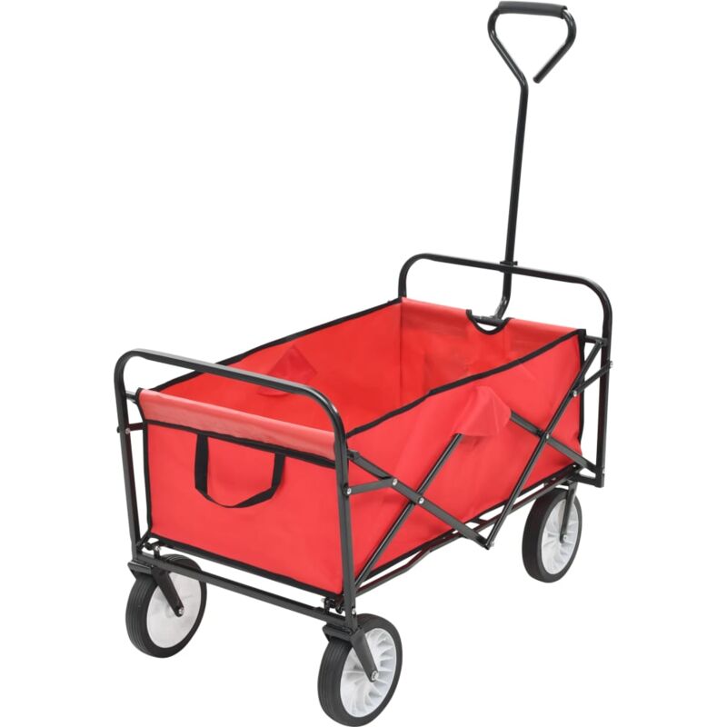 

vidaXL Carrito de mano plegable de acero color rojo - Rojo