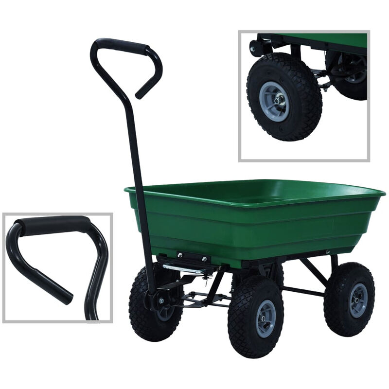 

Carrito de mano basculante para jardin 300 kg 75 L verde