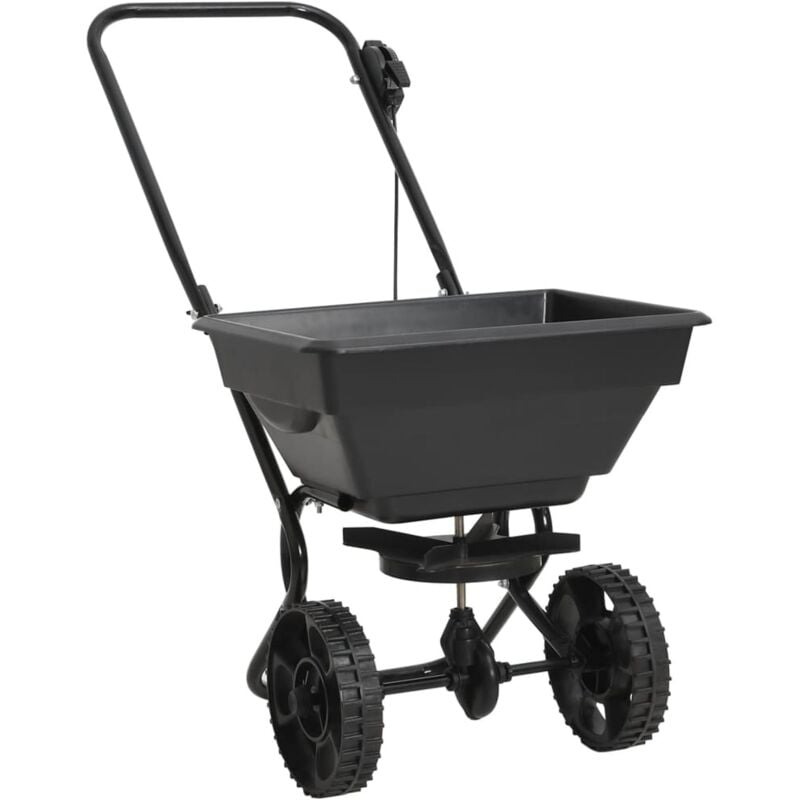 

vidaXL Carrito de mano esparcidor de sal PVC y acero 92x46x70 cm 15 L - Negro