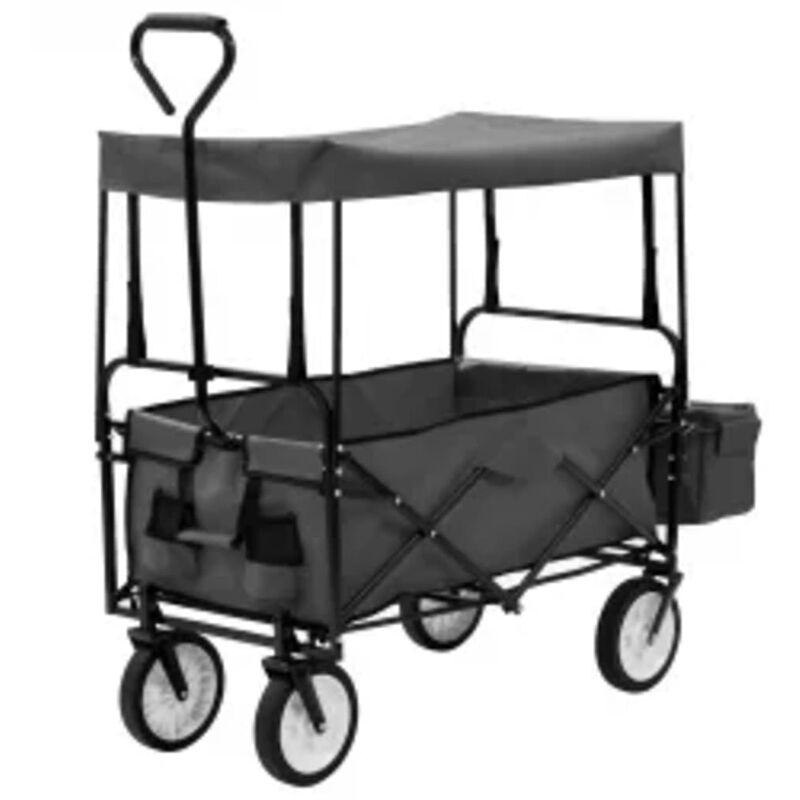 

Carrito de mano plegable de acero con capota gris