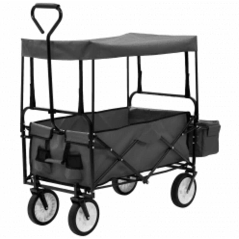 

Carrito de mano plegable de acero con capota gris - Gris