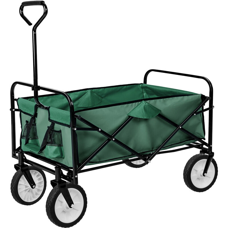 

Tectake - Carrito de mano plegable - carretilla de mano para jardín, carro con mango para transporte manual, carretilla de transporte de acero - verde