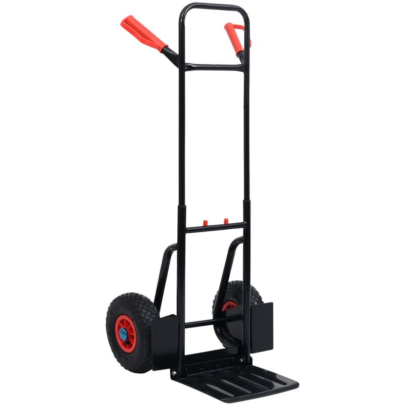 

vidaXL Carrito de mano telescópico 200 kg negro y rojo - Negro