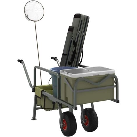 Carrito de pesca 2 ruedas acero recubrimiento en polvo verde