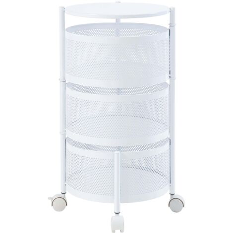 Carrito de servicio carrito de cocina/salón mueble de almacenaje de 3 niveles acero 60 x 33 cm blanco 030009245