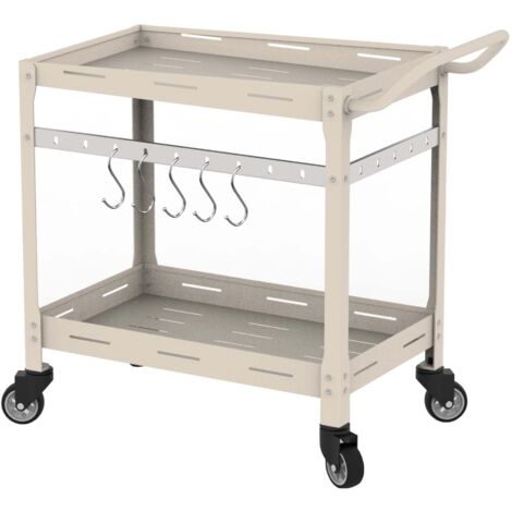 Carrito de servicio carrito de cocina/salón mueble de almacenaje exterior 72 x 77 x 38 cm acero beige 030009221