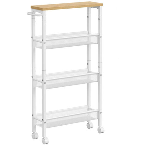 Carrito de servicio con estante de almacenamiento móvil ruedas giratorias de 360° marco de metal para cocina sala de estar oficina blanco 120005286