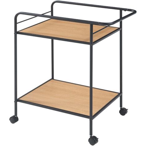 Carrito de servicio mueble de almacenaje para cocina y salón con 2 estantes metálicos 72 x 62 x 45 cm MDF beige 030009224