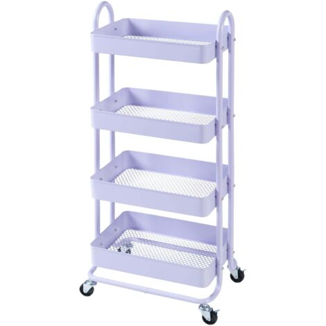 Carrito de servicio mueble de almacenaje para cocina y salón con 4 cestas acero 104 x 46 x 35 cm morado 030009242
