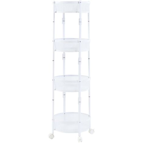 Carrito de servicio mueble de almacenaje para cocina y salón con 4 estantes de acero 123 x 38 cm blanco 030009258