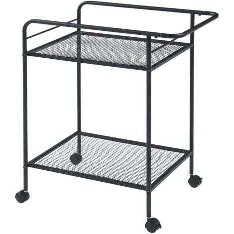 Carrito de servicio mueble de almacenaje para cocina y salón Hueco con 2 estantes 72 x 62 x 45 cm metal negro 030009223