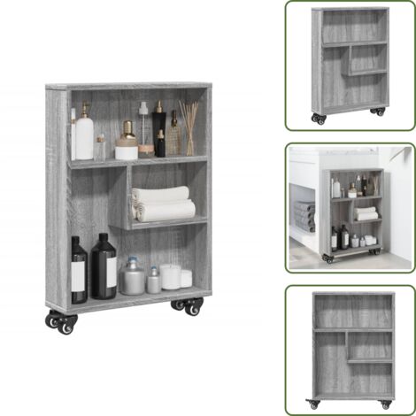 Carrito de tocador - vidaXL Carrito de almacenaje estrecho madera gris Sonoma 48x13x68 cm - Muebles decorativos