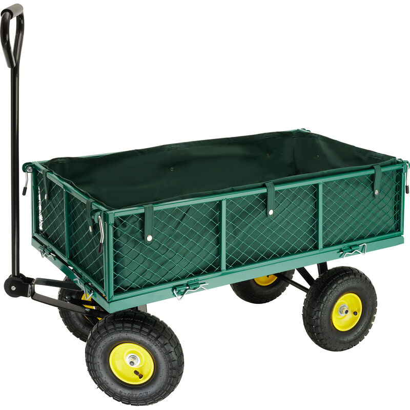

Tectake - Carrito de transporte con funda interior + enganche para remolque máx. 350 kg - carretilla de mano para jardín, carro con mango para