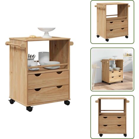 Carrito de verduras - vidaXL Carrito de cocina OTTA madera maciza de pino 59x45x80 cm - Carrito de cocina OTTA