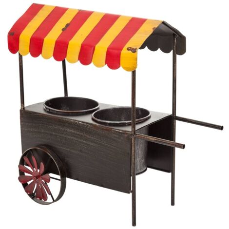 Carrito macetero de metal 37,5x21x37