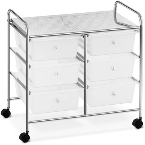 Carrito Para Cosméticos Carro Salón De Belleza Peluquería Baño 6 Cajones 38 Kg - Gris, , Crema, Plateado