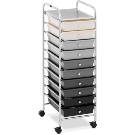 Carrito para Cosméticos Organizador con Ruedas 10 Cajones Negro/Gris/Crema - Negro, Crema, Gris