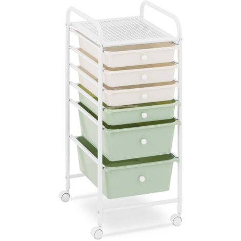 Carrito para Cosméticos Organizador con Ruedas 6 Cajones Crema/Verde - Crema, Verde