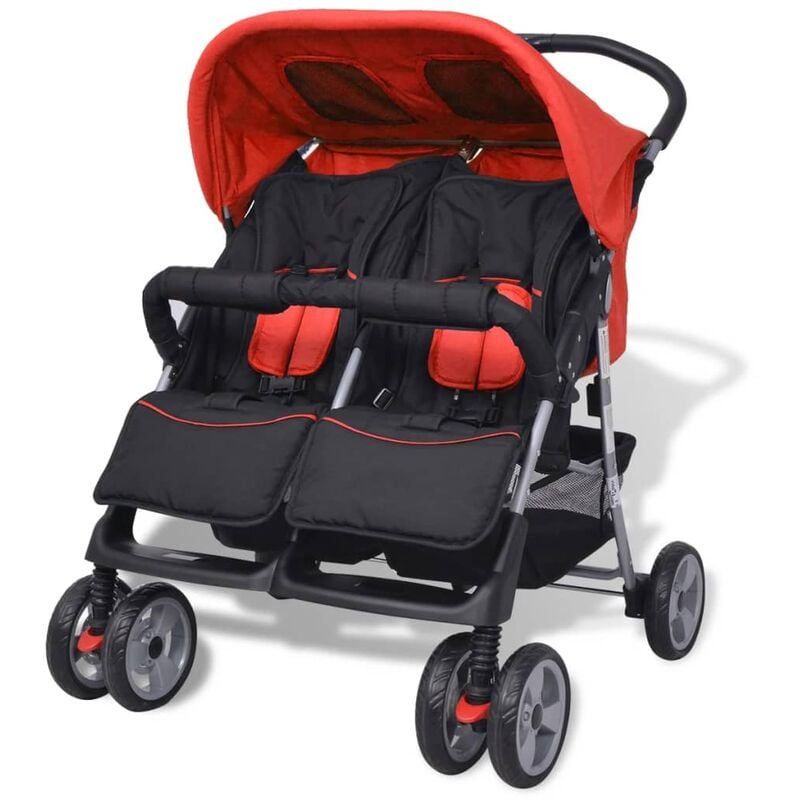 

Carrito para gemelos de acero rojo y negro