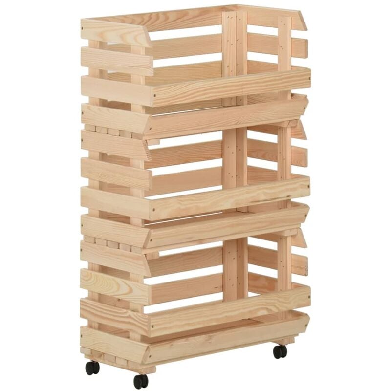 

Carrito para verduras madera maciza de pino 37x30x80 cm