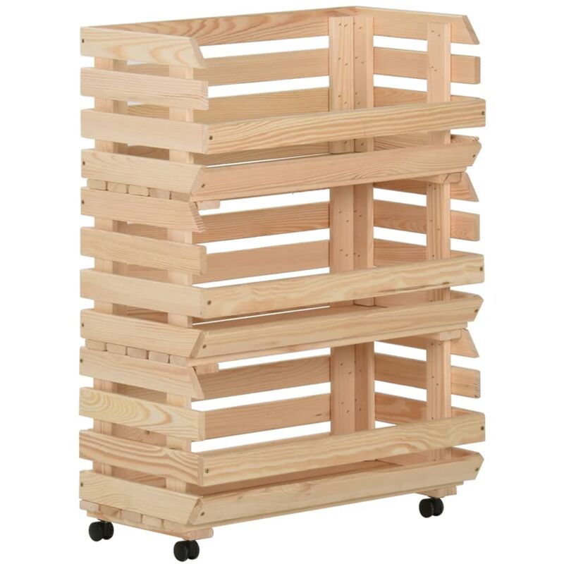 

Carrito para verduras madera maciza de pino 57x30x80 cm