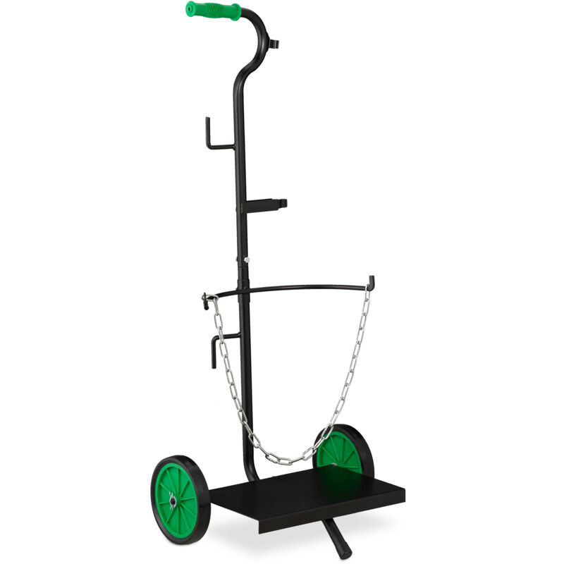 

Carro Butano, Carretilla de Transporte, Carrito Bombona Gas, Ruedas Goma, 1 Ud., 40x37 cm, Acero, Negro-Verde