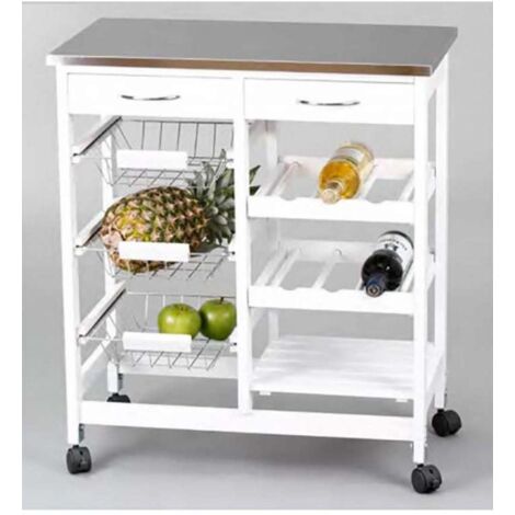 Carro cocina completo inoxidable en acabado blanco 76 cm(alto)67 cm(ancho)37 cm(largo)