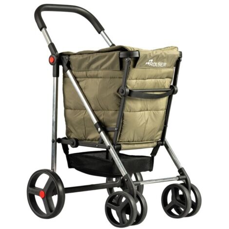 Carro Compra 4 Ruedas Giratorias Plegable Basket Polar Kaki