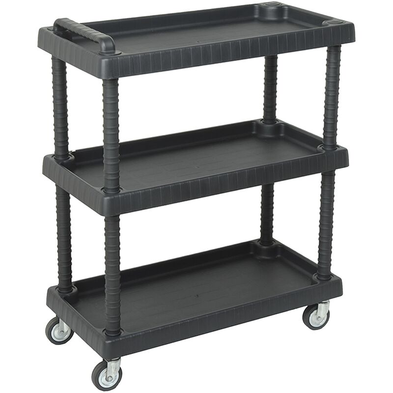 

Carro con ruedas de acero y estantes regulables 75 x 37,5 x 92 cm.