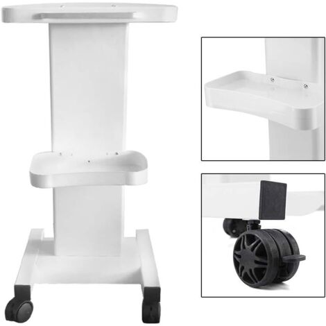 Carro de 4 ruedas 360° para estudio, salón de belleza, soporte para máquinas, carro para SPA, carro de belleza y soporte para instrumentos, blanco