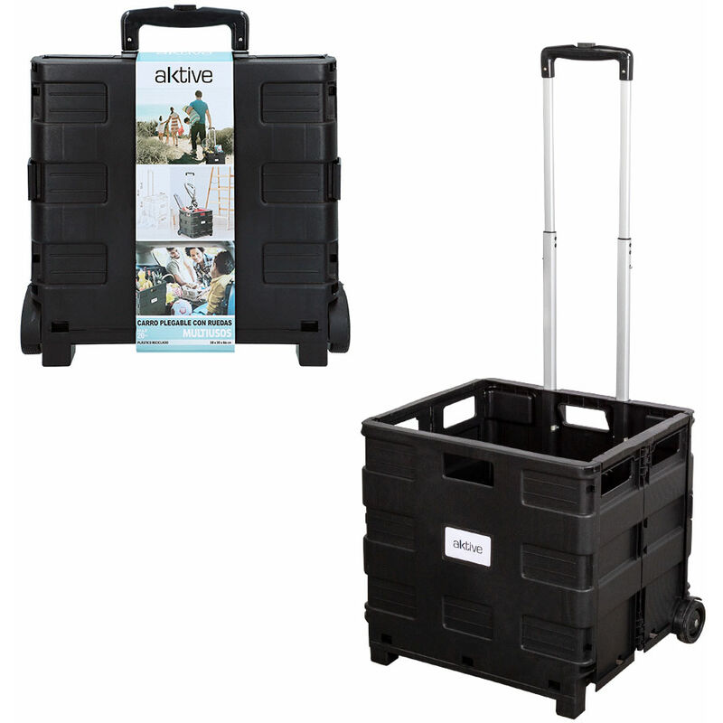 

Carrito de la compra trolley plegable negro - Aktive