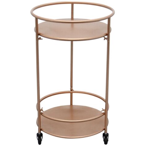 Carro de Bar con Ruedas Oro Rosa de Hierro Interior, Carro De Metal Pequeño, Carrito para Servir Bebidas 2 Estantes Almacenamiento para Plantas con Sacacorchos Multifunción y llave Inglesa GRATIS