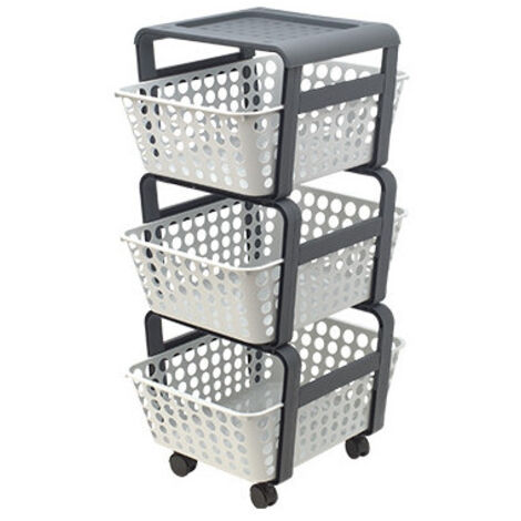 Carro de cocina 29×41×75 en plástico Modula con 3 bandejas y ruedas – Ecoplast